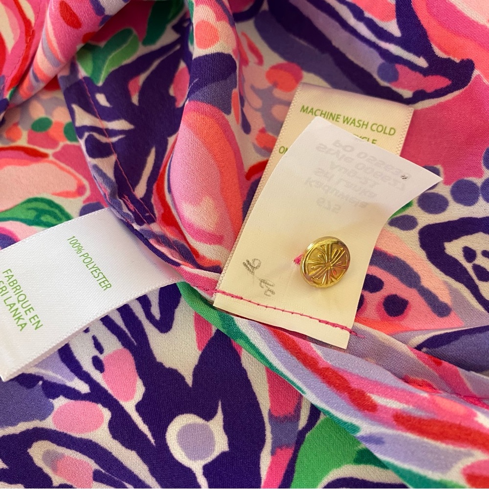 Lilly Pulitzer Gorgeous Pink & Purple Floral Lilly Long Sleeve Tunic Top Small - Picture 5 of 5